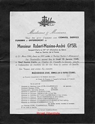 Robert Maxime André GYSEL, décédé à Baden-Baden, le 25 Mars 1946 (23 ans).